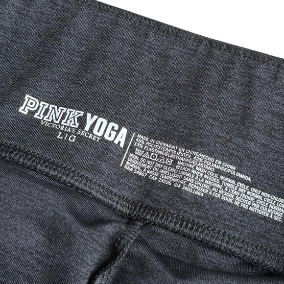 PINK by Victoria's Secret Yoga Pants (Charcoal Grey & Neon Yellow) - Size Large - Picture 7 of 11